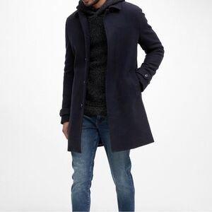 BANANA REPUBLIC MENS WOOL CASHMERE BLACK PEACOAT